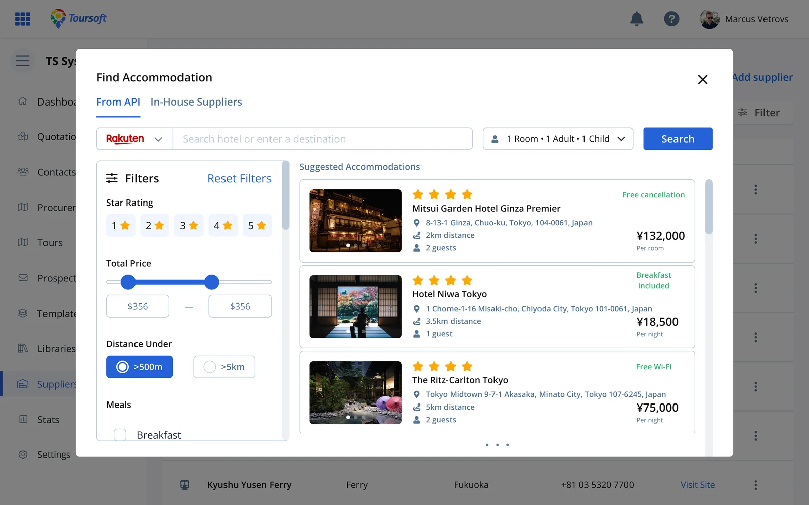 Supplier API search in builder